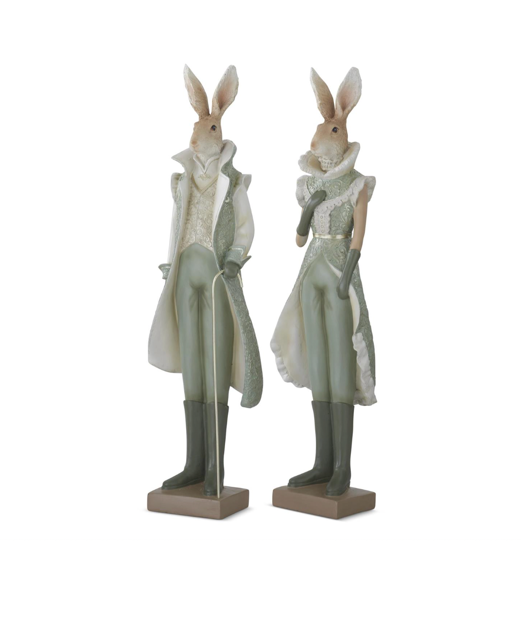 23" Sage Green & Cream Royal Bunnies - SET OF 2