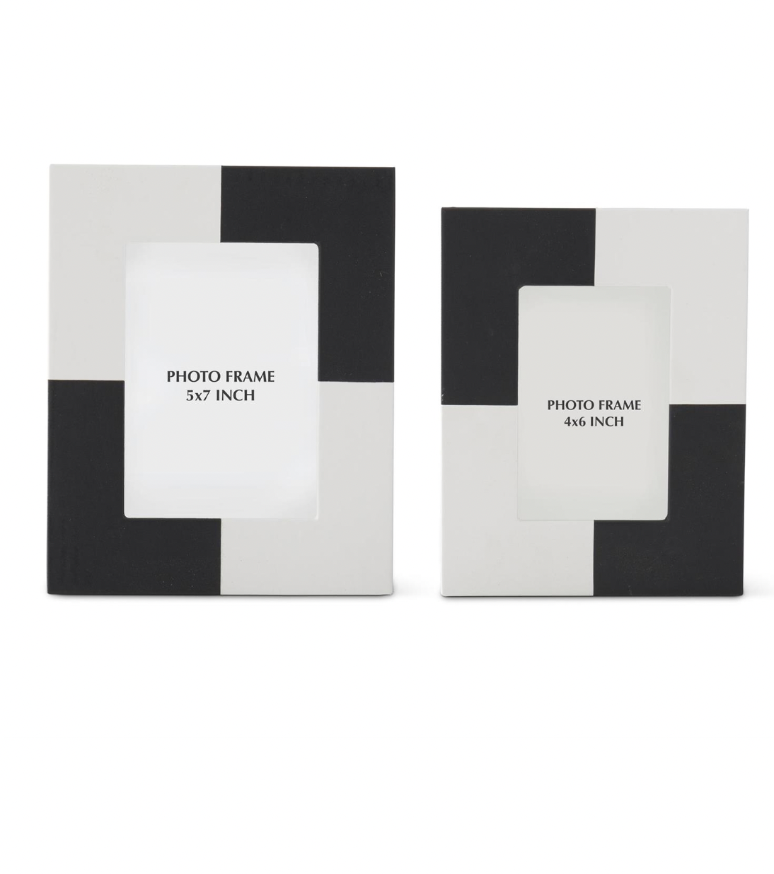 Set of 2 Black & White Vegan Leather Photo Frames