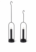 Set of 2 Hanging Black LED Taper Candleholders with Timers