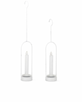 Set of 2 Hanging White LED Taper Candleholders with Timers
