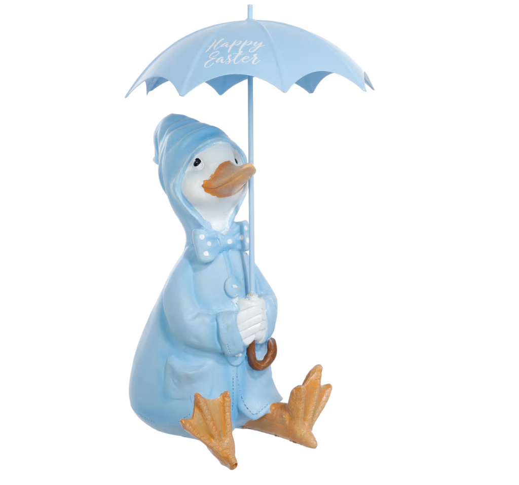 11" Resin Easter Duck with Umbrella