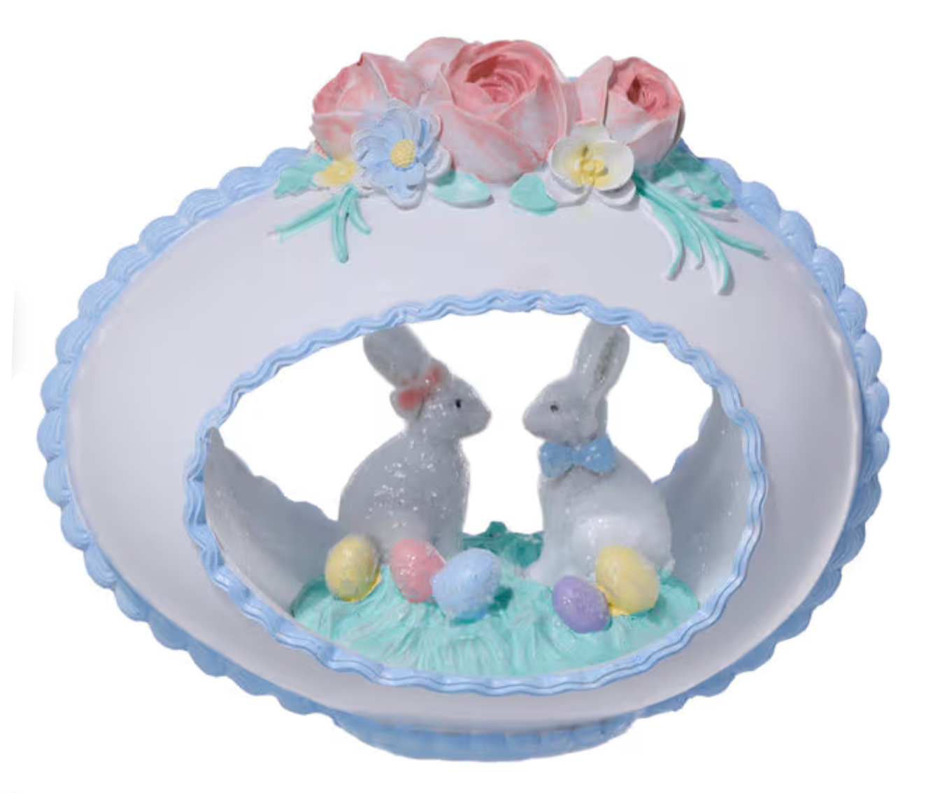 7" Resin Sugar Easter Egg with Bunnies