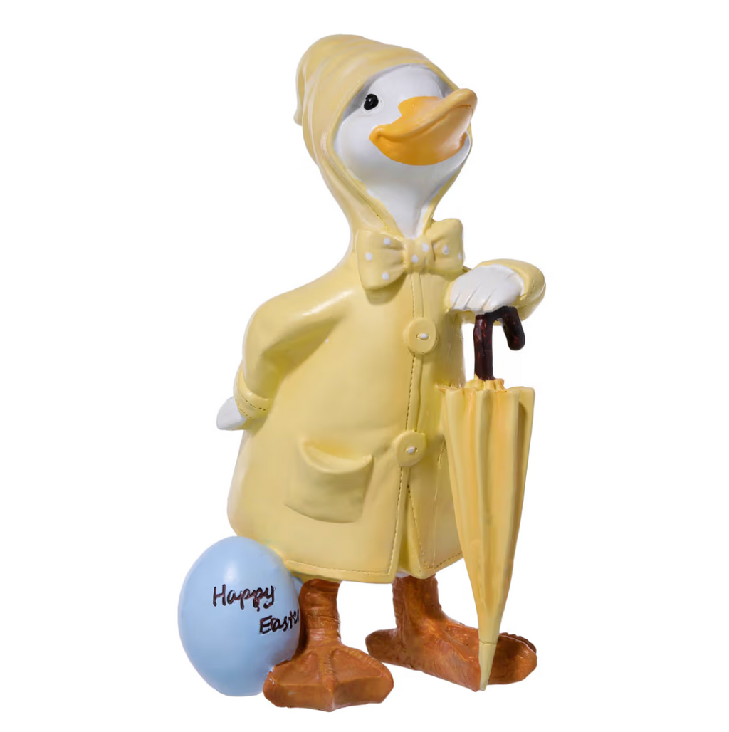 9" Resin Easter Duck in Raincoat
