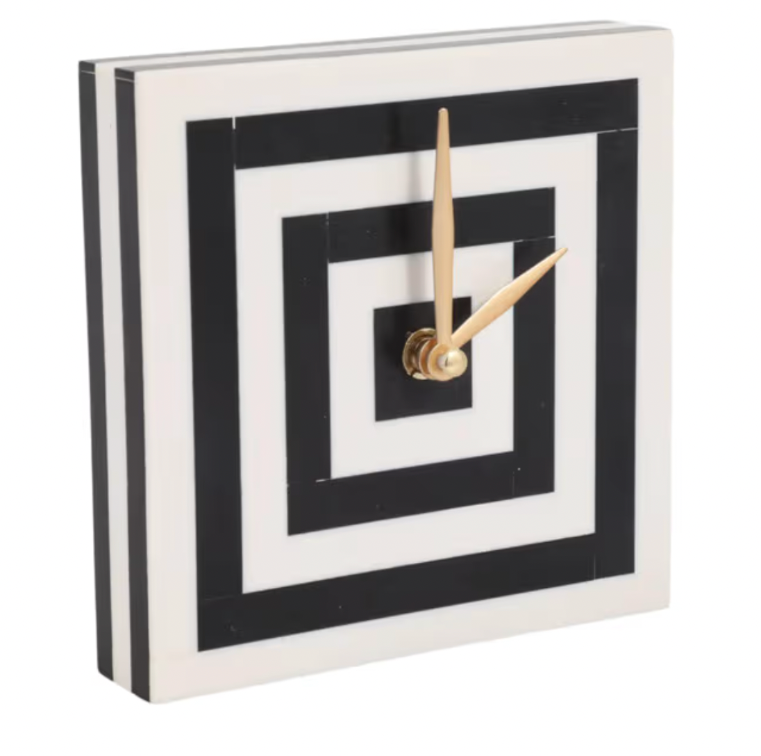 5" Square Striped Clock Home Accent