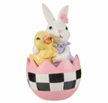 Royal Easter - 10" Resin Check Egg with Bunny