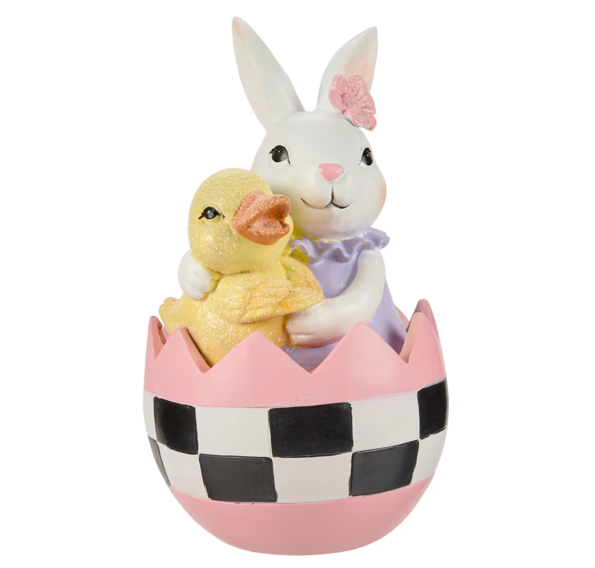 Royal Easter - 10" Resin Check Egg with Bunny