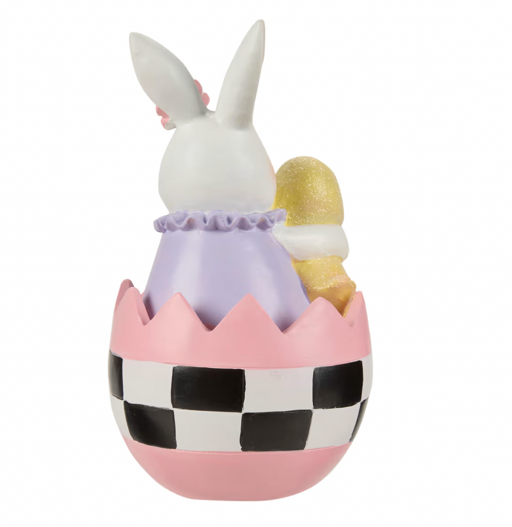 Royal Easter - 10" Resin Check Egg with Bunny