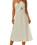 Polka Dot Flower Bow Midi Dress