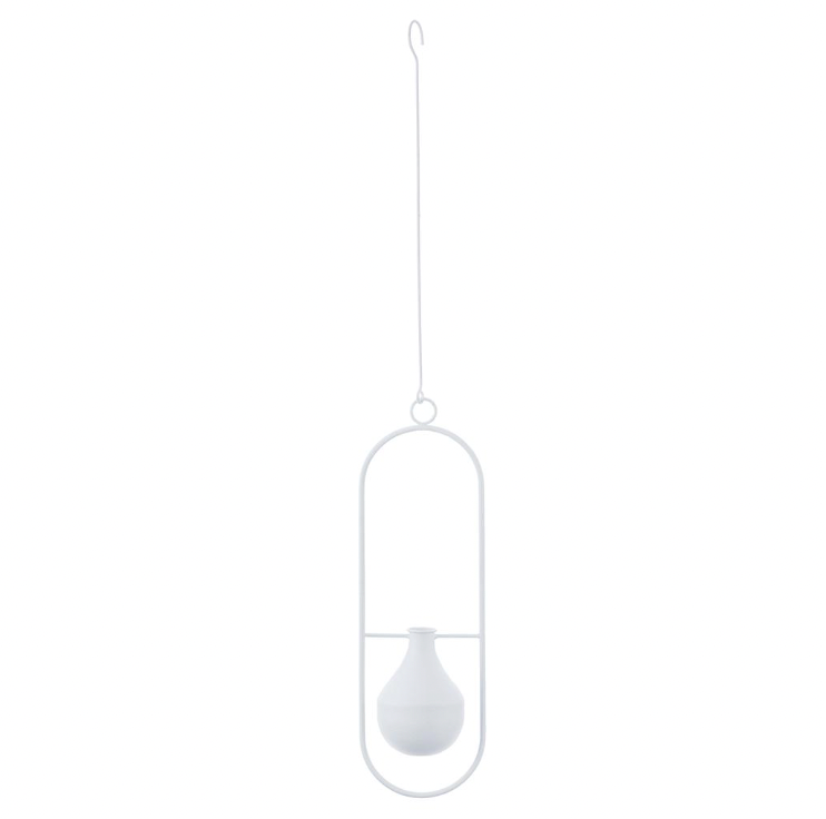 33" X 6" METAL WHiTE HANGING VASE