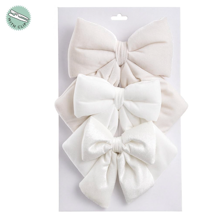5"-7" Velvet Bow With Clip - SET OF 3