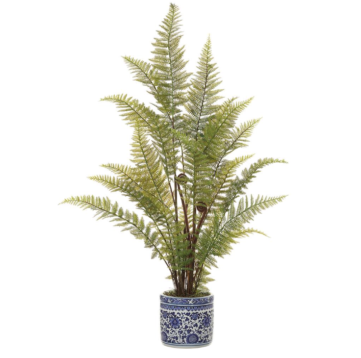 33" Leather Fern in Ceramic Vase