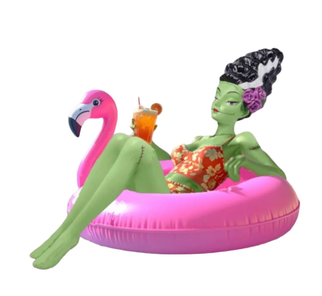 12" Resin Summer Monster Bride in Pool Float