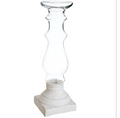 21" GLASS CANDLE HOLDER WITH CEMENT BASE