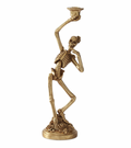 15" Gold Resin Skeleton Taper Candleholder
