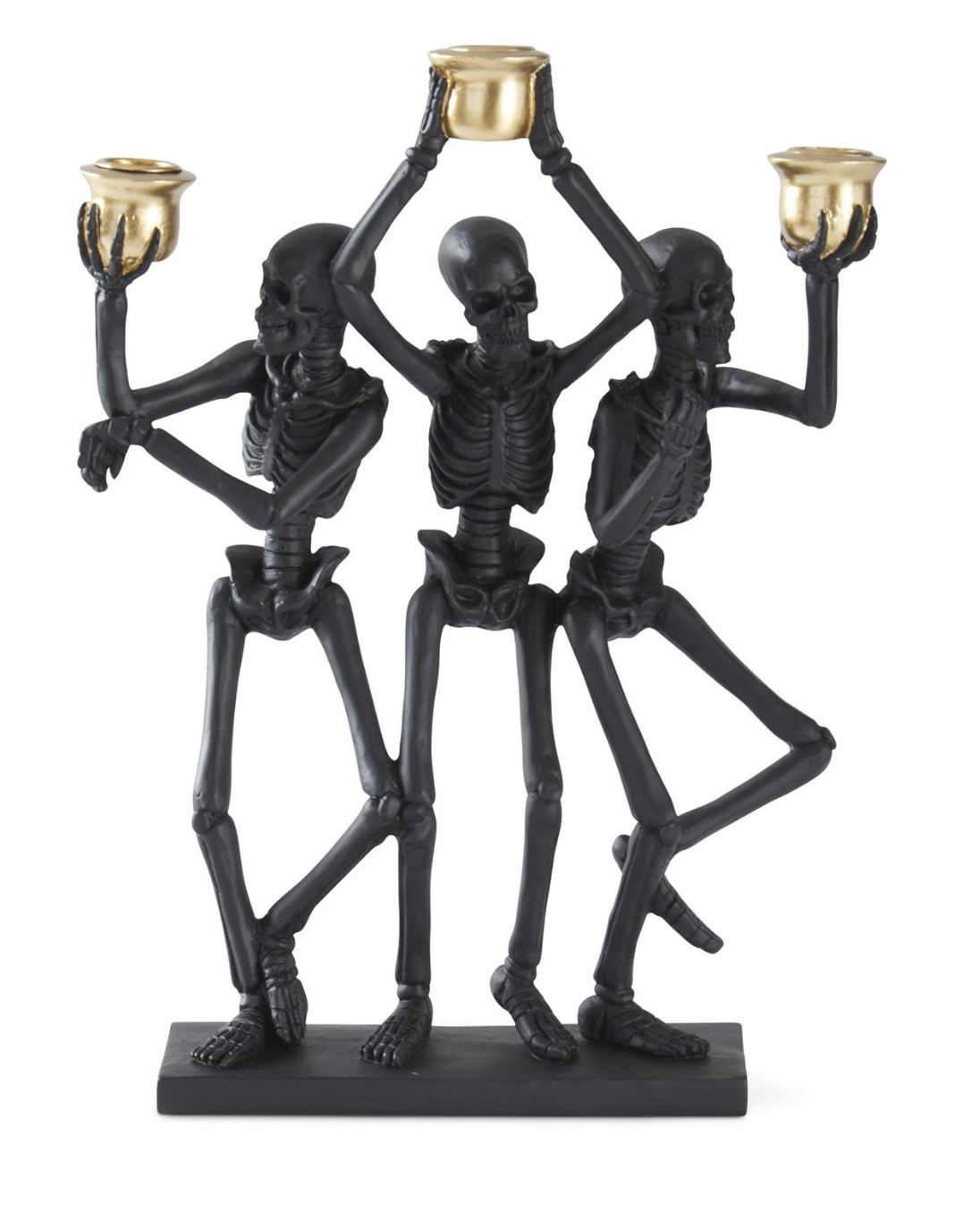 14.25" - Black Resin Skeleton Taper Candleholder