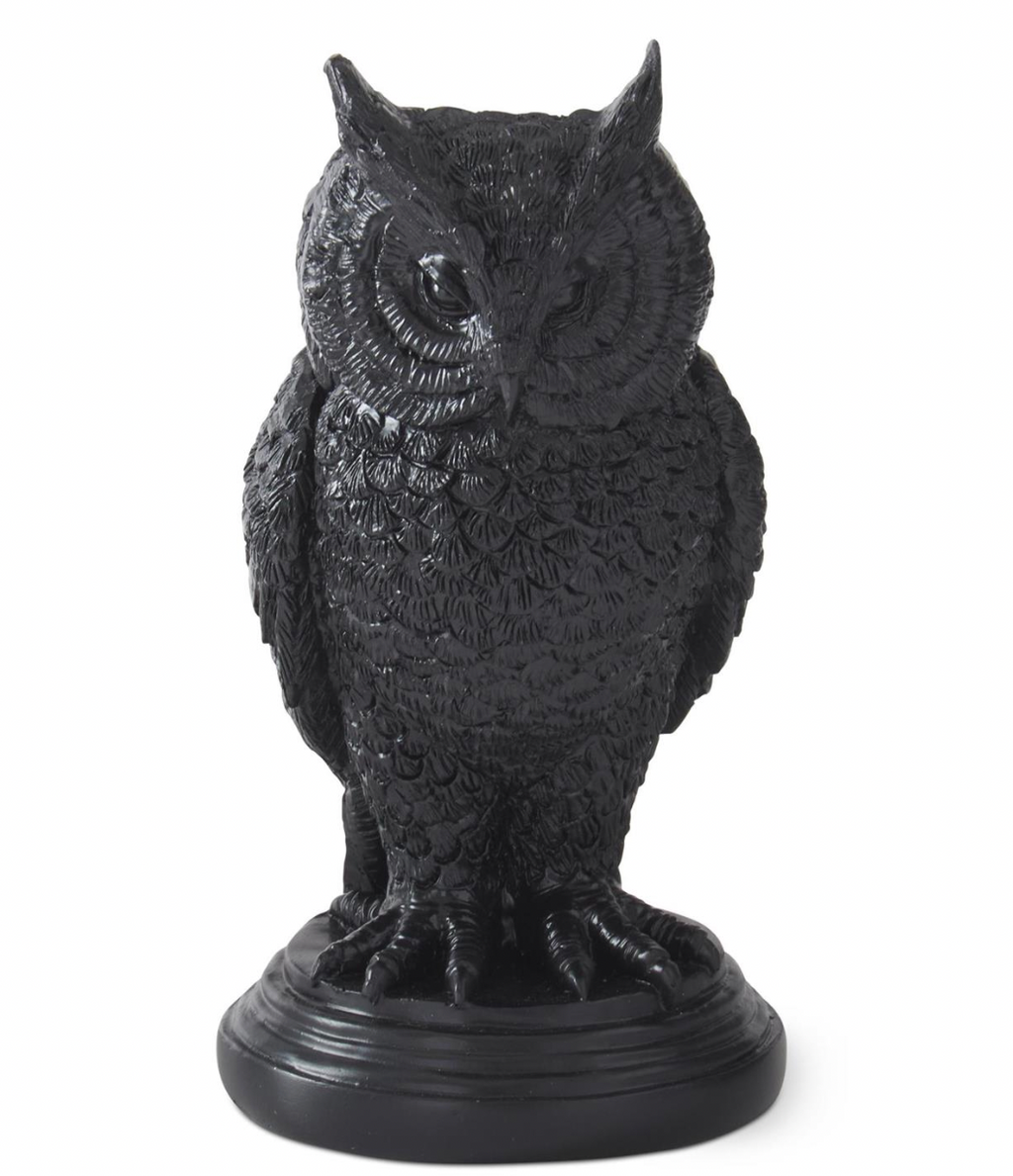 6.75" Black Resin Owl Taper Candleholder