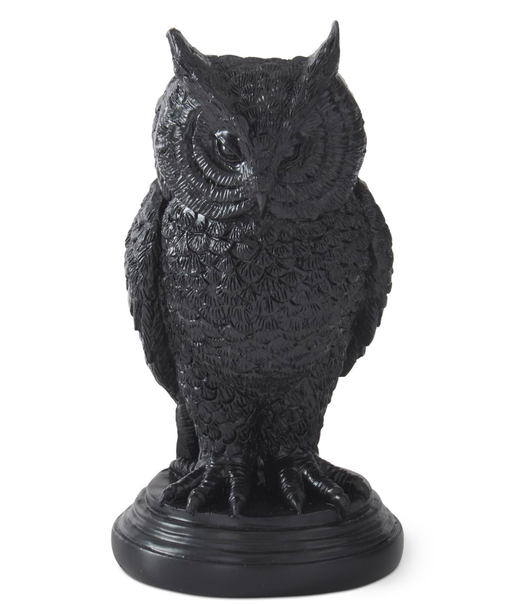 6.75" Black Resin Owl Taper Candleholder