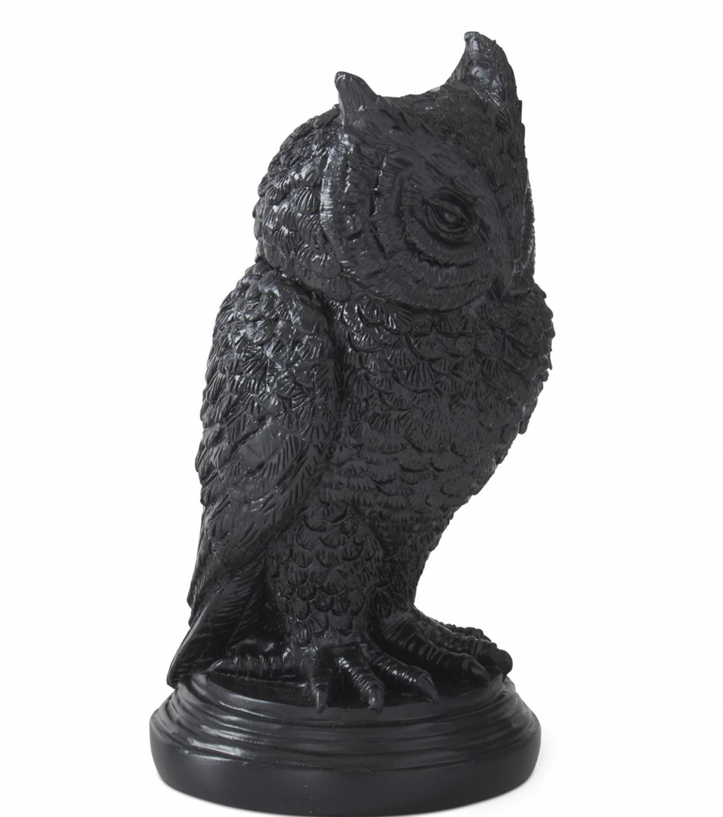 6.75" Black Resin Owl Taper Candleholder