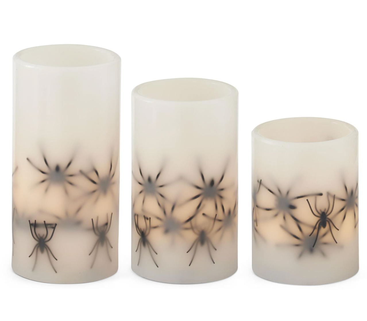 Set of 3 - Spider Wax LED Flicker Flame Candles with Timers