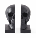 Set of 2 - 6.5 Inch Black Resin Skull Bookends