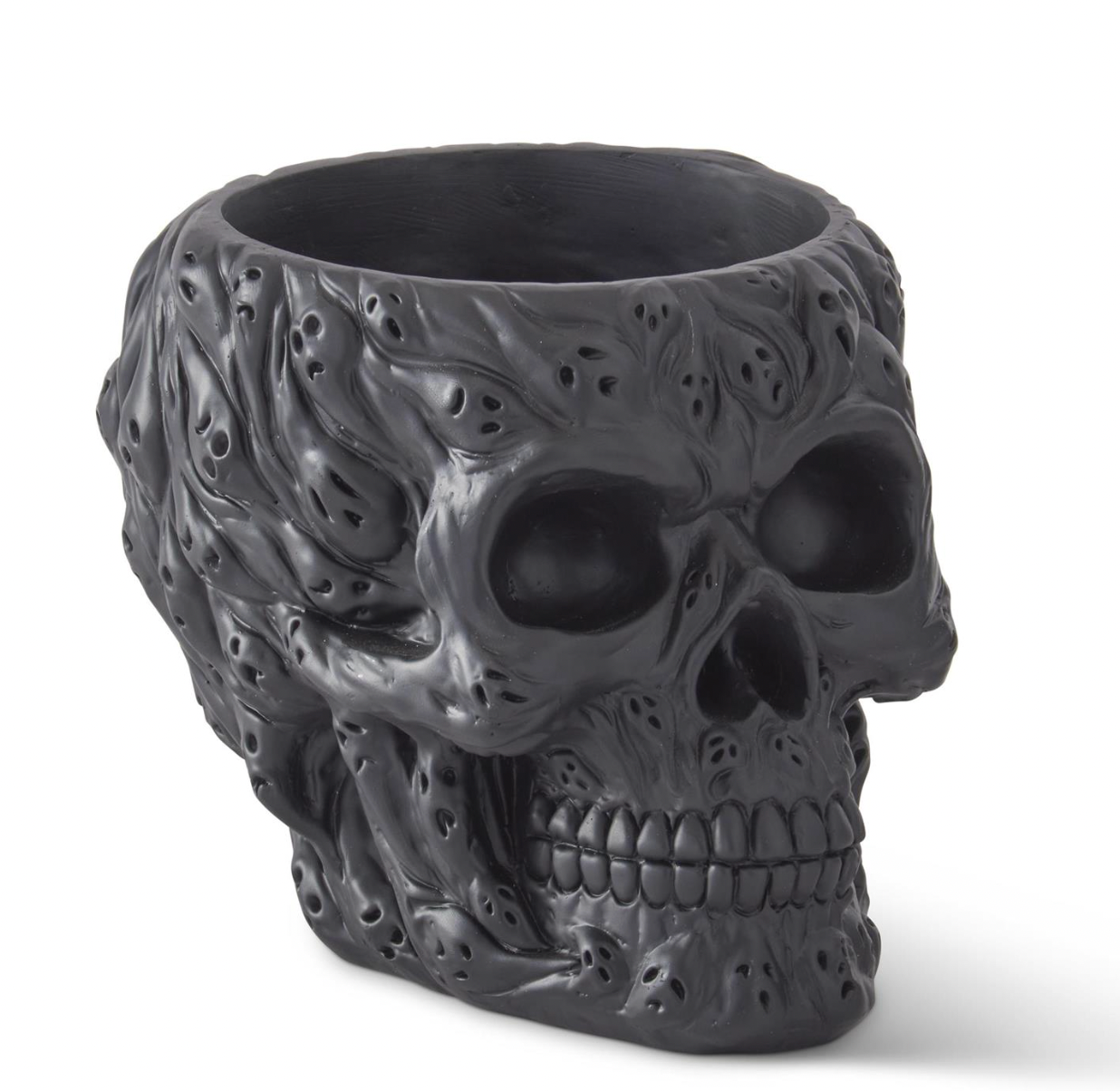 6.25" Handcrafted Black Resin Ghost Face Skull Bowl