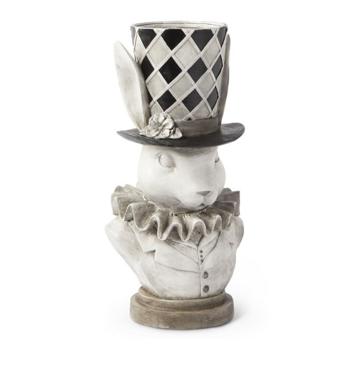 18" RESIN BUNNY WITH TOP HAT VASE