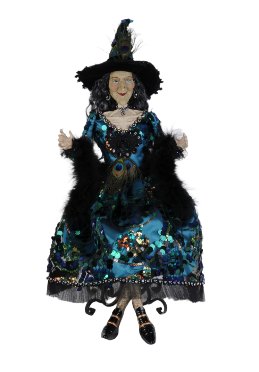 26" Glitzy Pecock Witch