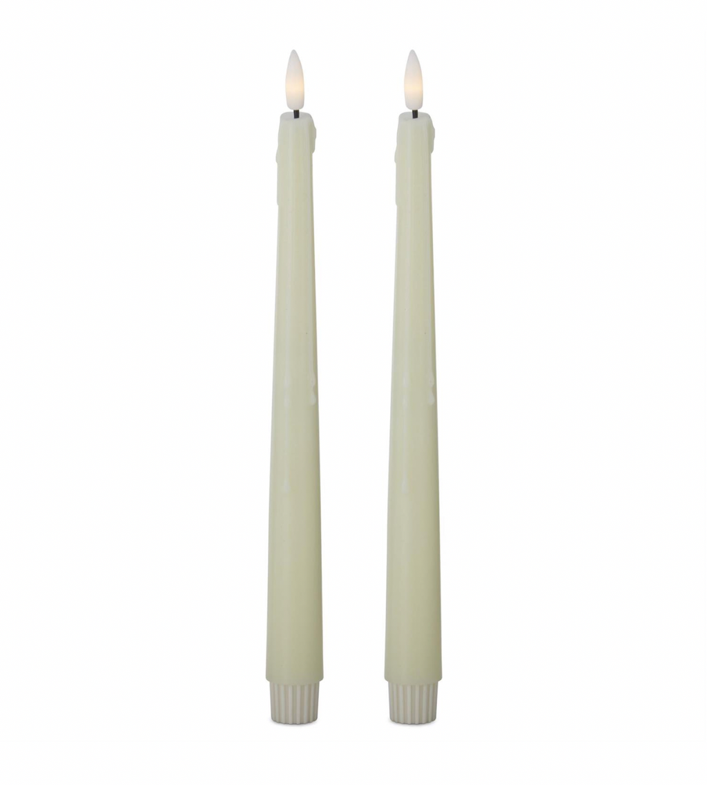 Christmas Carousel Collection - 11.5 Inch Cream LED Drip Taper Candles