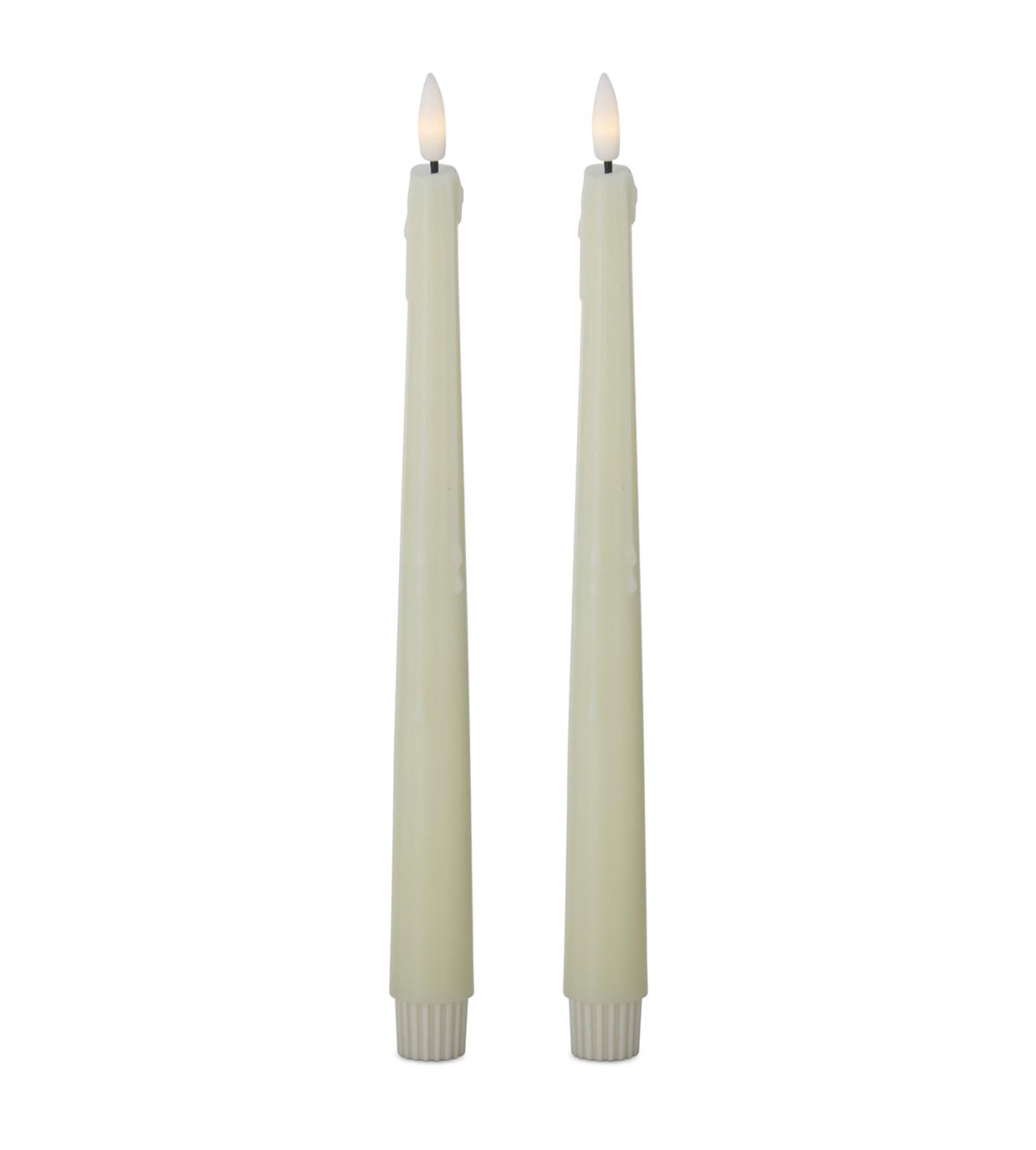 Christmas Carousel Collection - 11.5 Inch Cream LED Drip Taper Candles