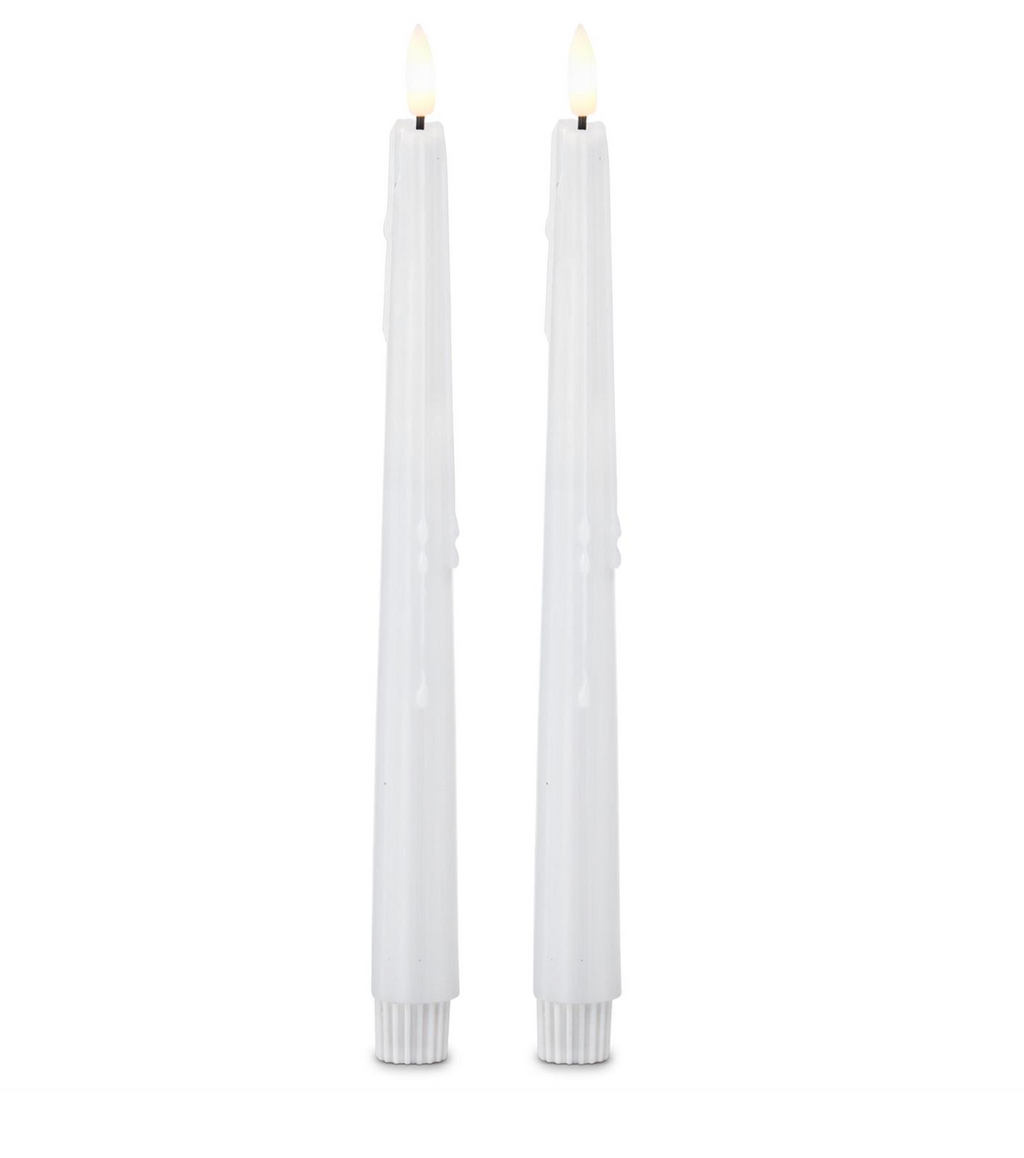 Christmas Carousel Collection - 11.5 Inch Cream LED Drip Taper Candles