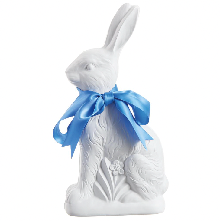 14" White Bunny With Blue Bow