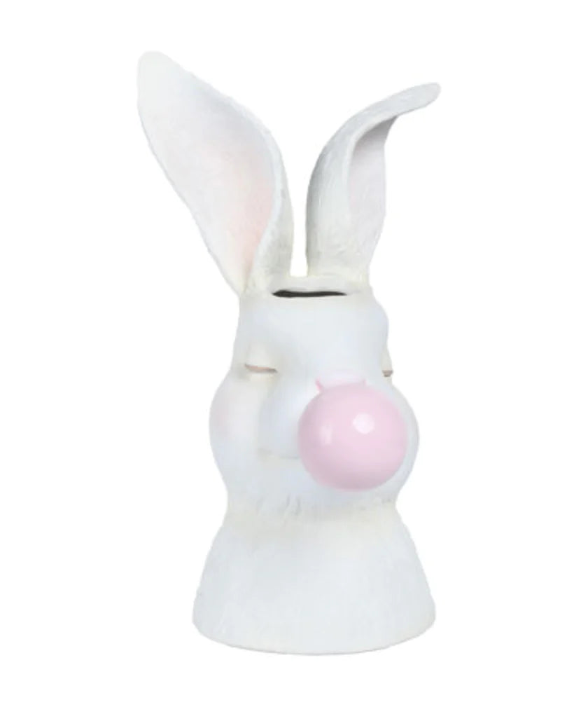 13" Resin Bunny Blowing Bubble Vase