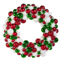 Christmas Carousel Collection - 24" Red Green White Ball Ornament Wreath