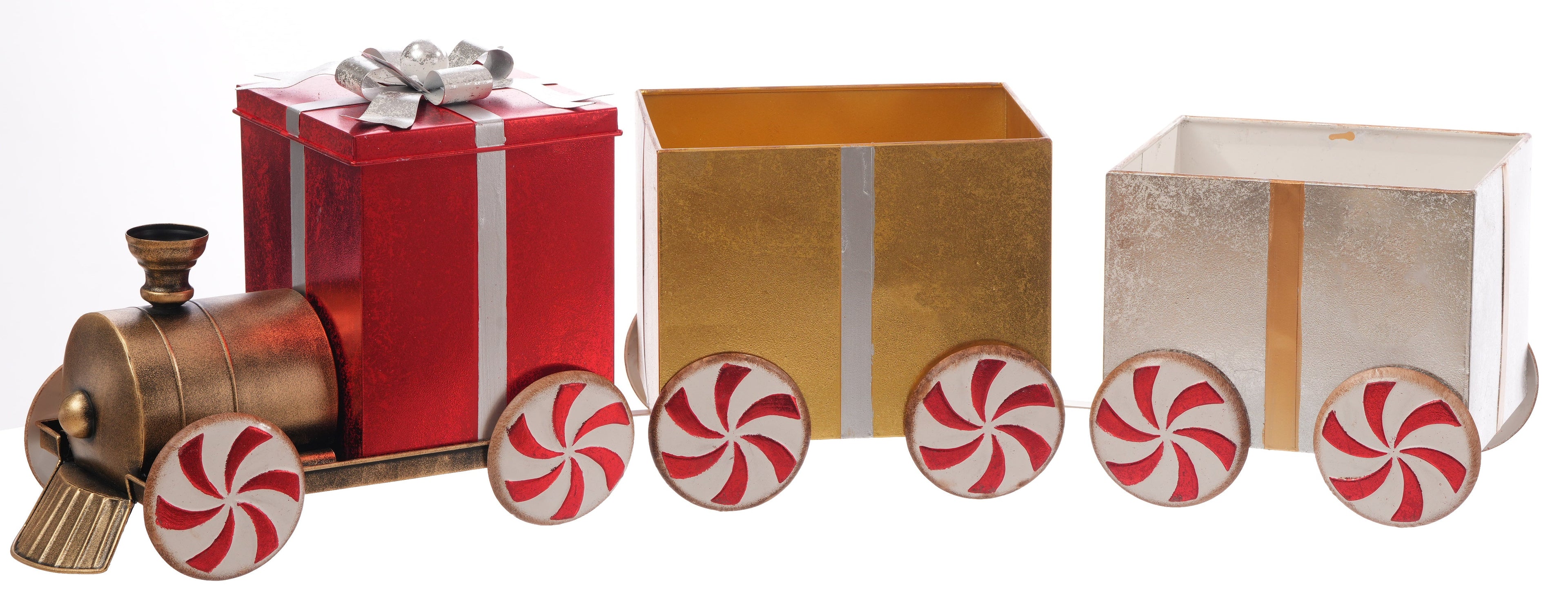 Christmas Carousel Collection - 44" Peppermint Metal Box Train