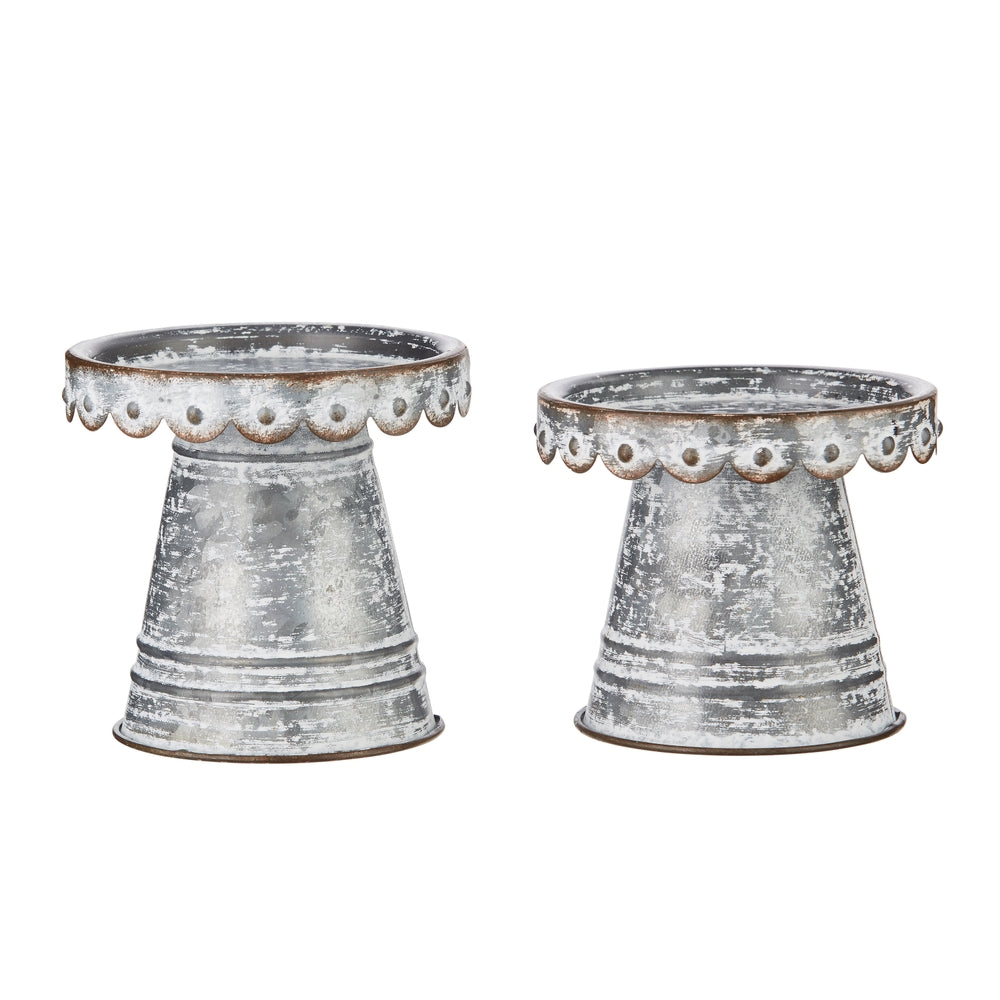 5" & 4.25" Scalloped Candle Holders - SET OF 2