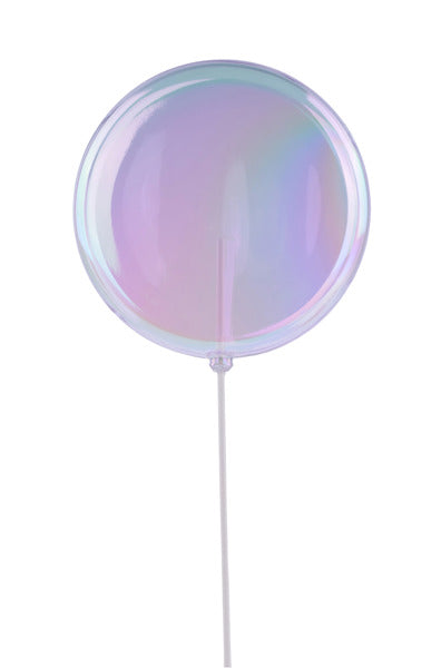 200MM LOLLIPOP W/STICK, 19"OAL CLEAR IRIDESCENT