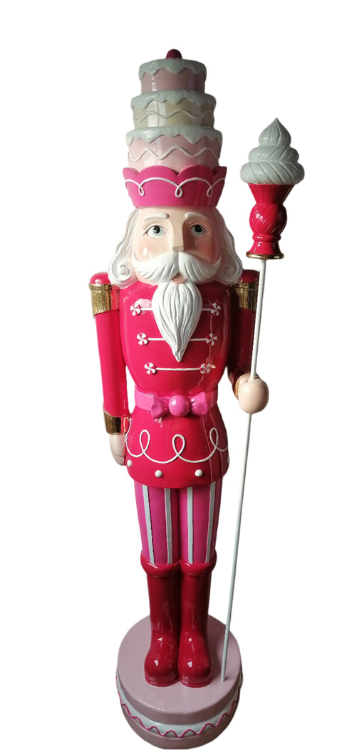 4 FT PINKMAS SWIRL RESIN NUTCRACKER SOLDIER