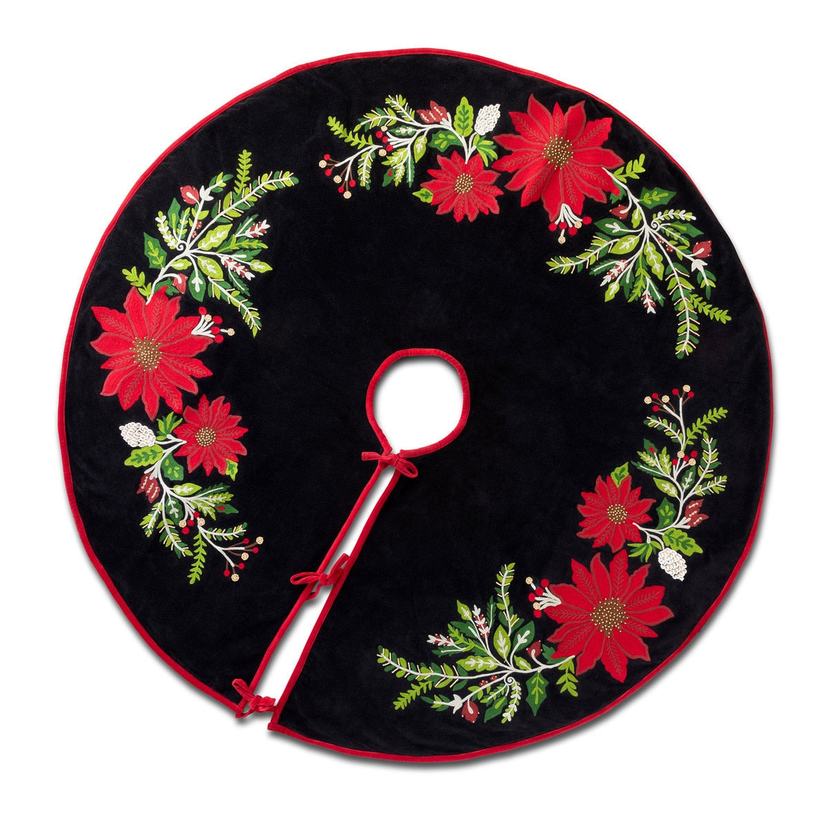 Christmas Carousel Collection - 56" Poinsettia Tree Skirt