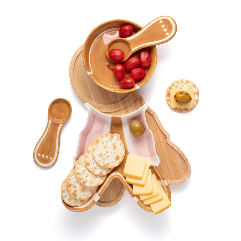 12" Ceramic Gingerbread Pink Servers Set