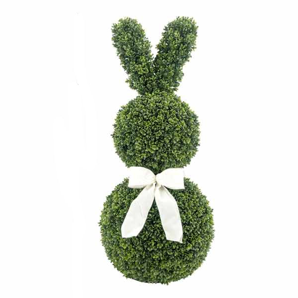 36" Boxwood Bunny with White Bow