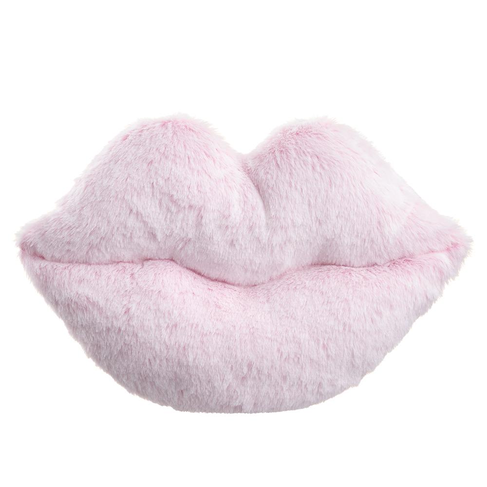 Cupid's Valentine - 12.5" Fur Lips Pillow Light Pink