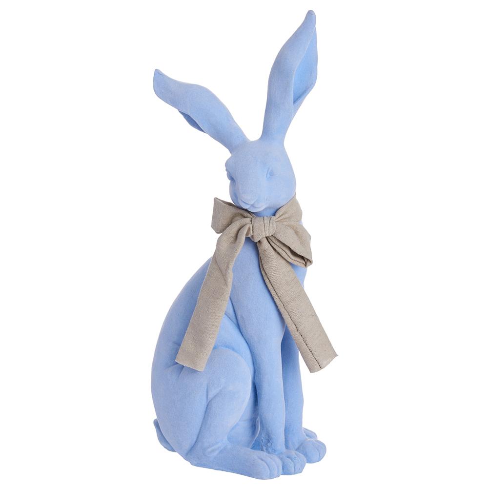 15" Flocked Bunny with Bow