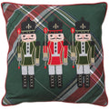 Christmas Carousel Collection - 18"Wx18"L Plaid Nutcracker Pillow