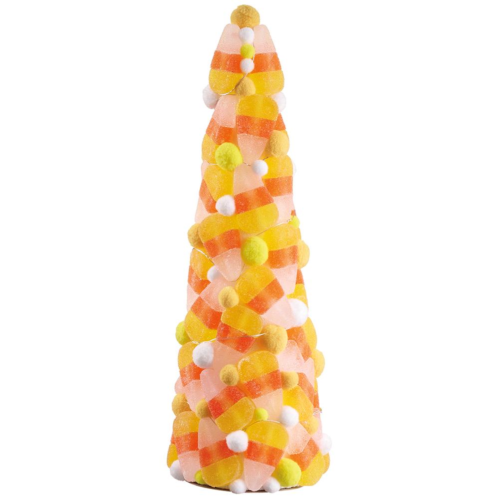 14.5" Battery Operated Candy Corn Topiary Tree Orange Yellow
