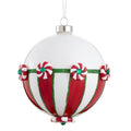 Christmas Carousel Collection - 4.75" Candy Glass Ball Ornament Red Green
