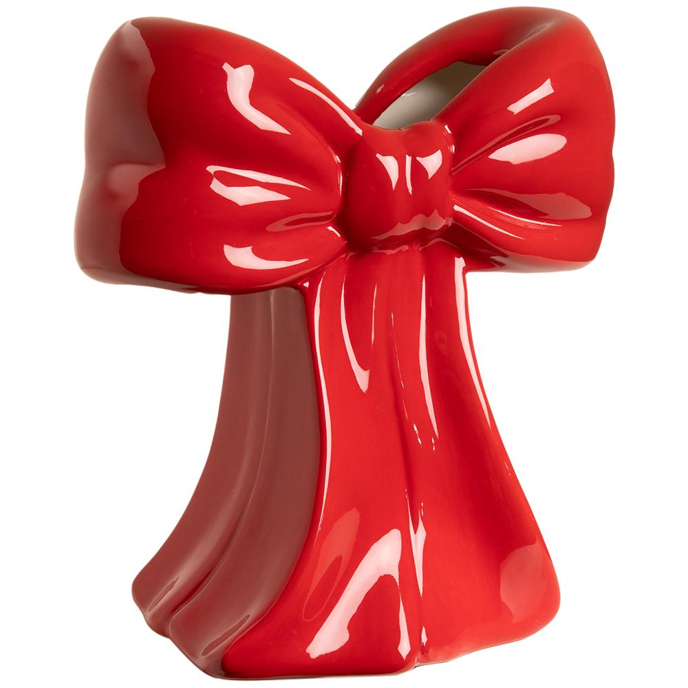 Cupids Valentine - 7" Red Ceramic Bow Vase