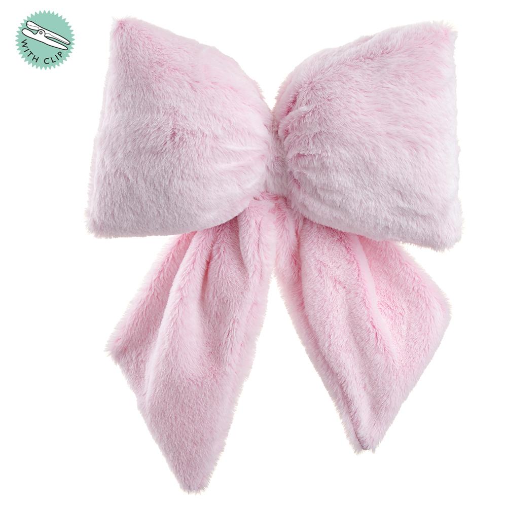 Cupids Valentine - 16" Furry Pink Bow With Clip