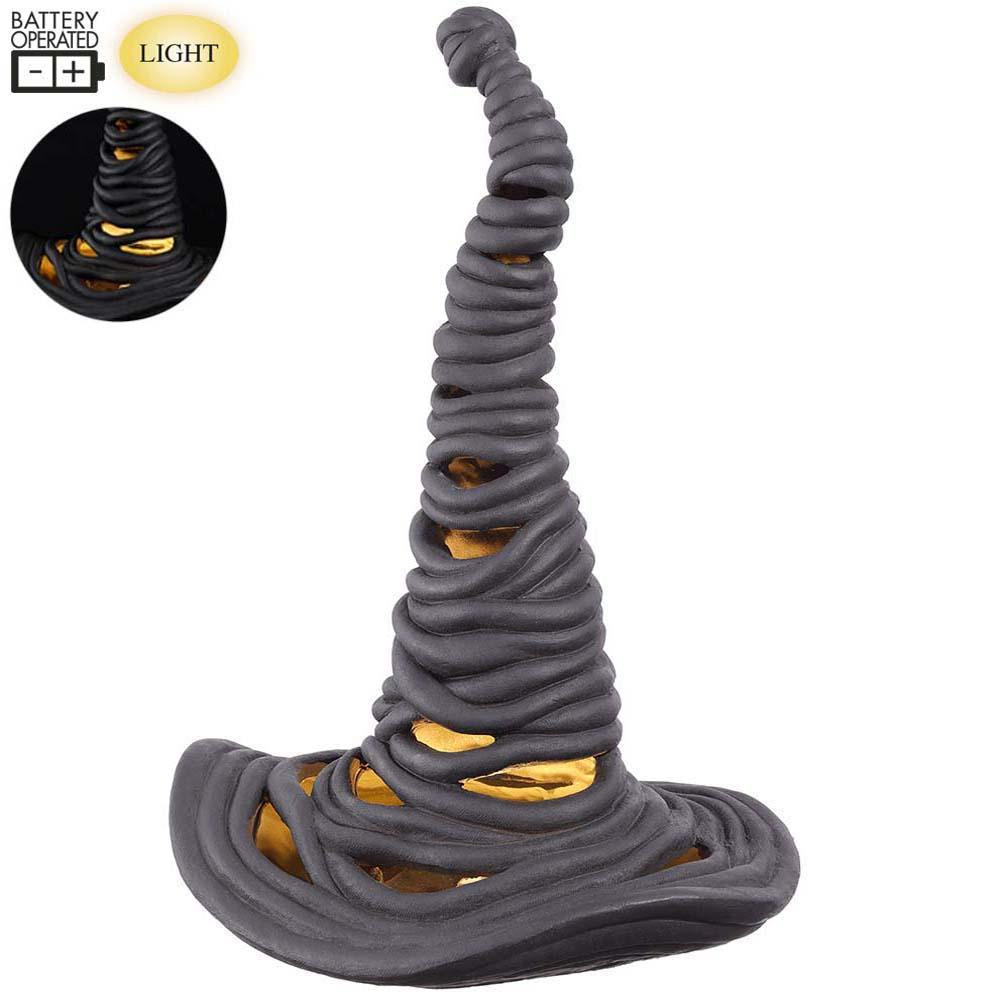 17" Battery Operated Witch's Hat With Light Black