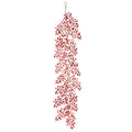 Christmas Carousel Collection - 6FT Glittered Silver Dollar Leaf Garland -  Red
