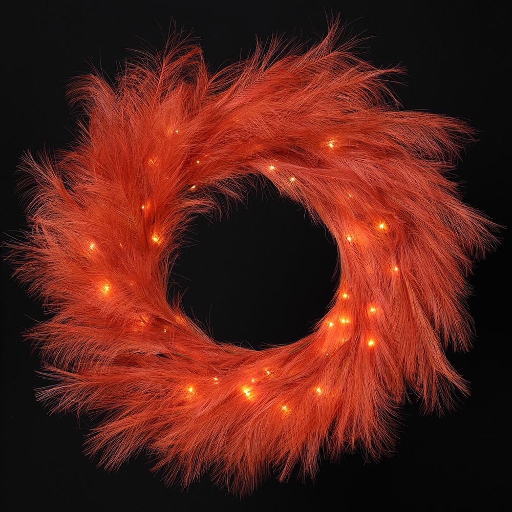 26" Battery Operated Pampas Grass Wreath